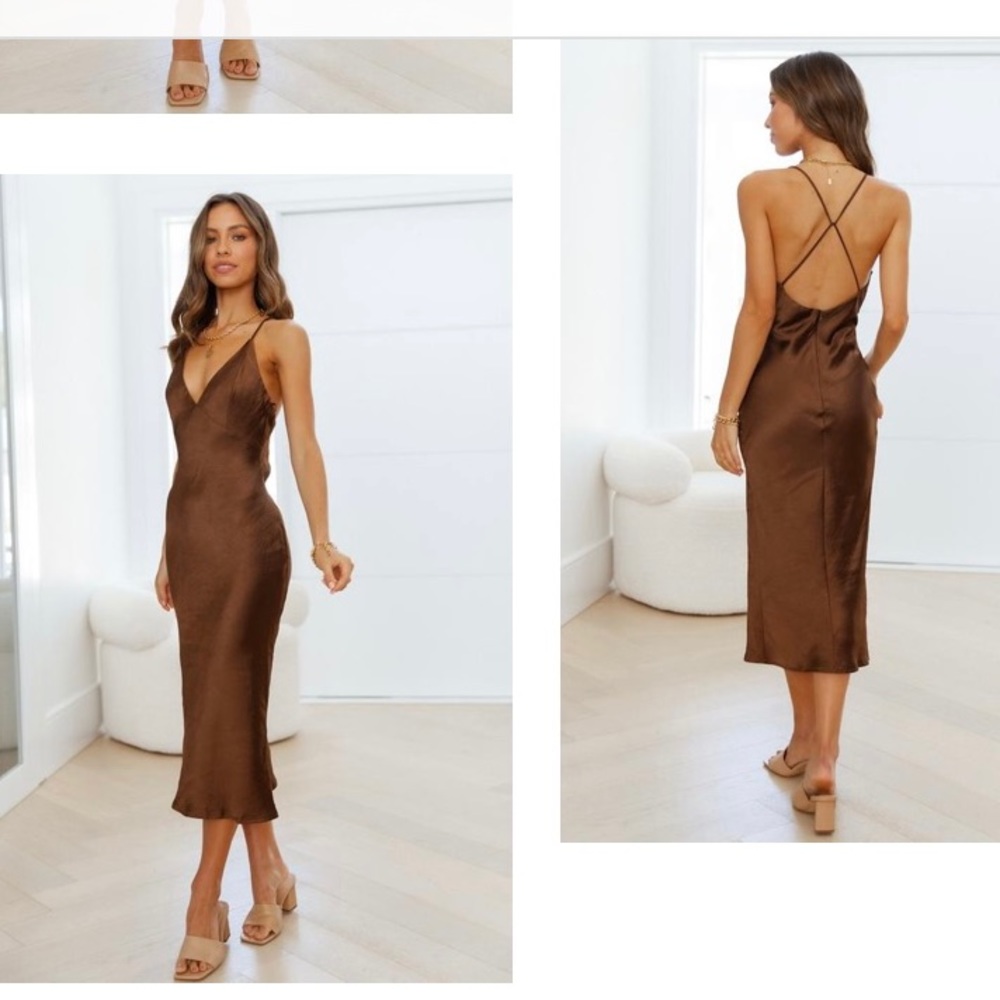 Hello Molly “Text Me Later Midi Dress” - Brown, size small